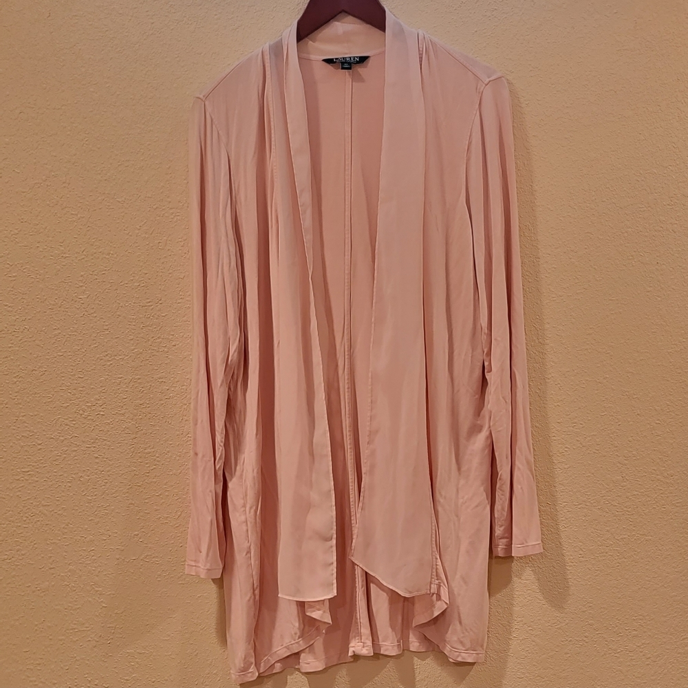 Ralph Lauren Blush Pink Viscose Open Drape Cardigan - Sz 2X